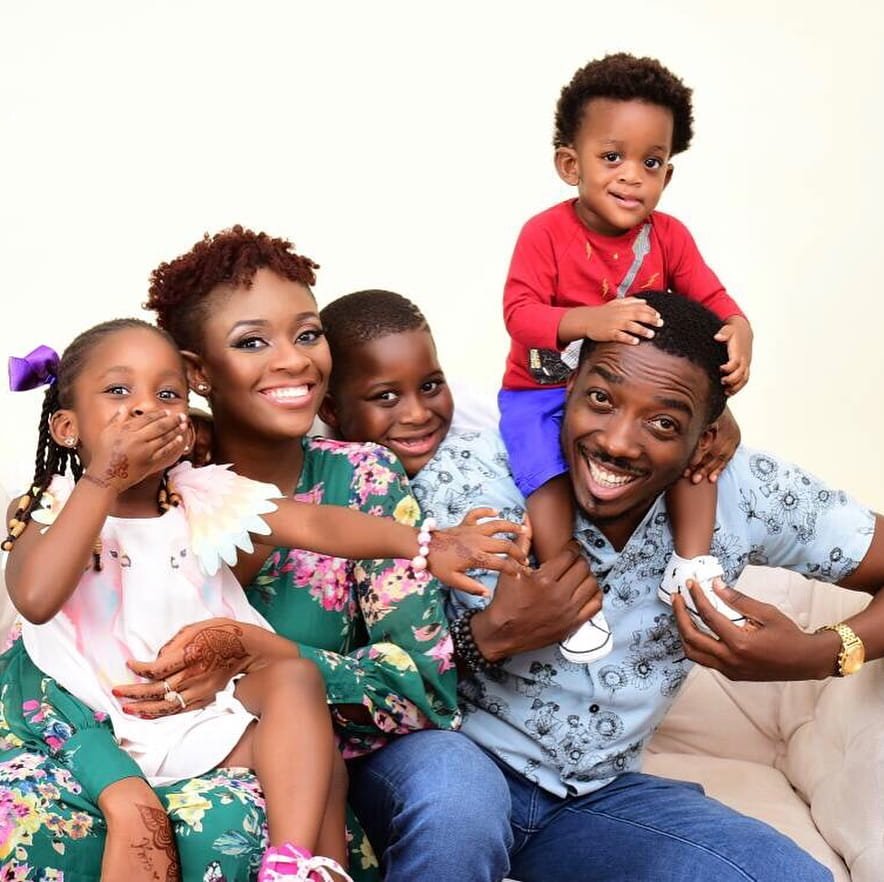 Bovi Ugboma wife and family moment at a public entertainment event in Nigeria