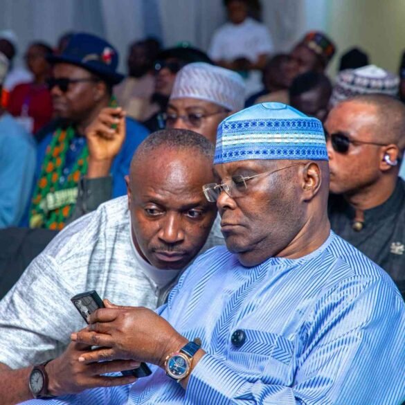 Atiku Abubakar reacts after an unknown election campaign donation entered his private bank account