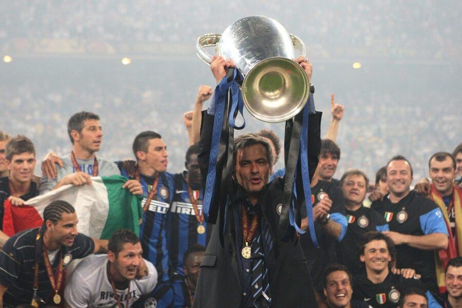 Jose Mourinho with Inter Milan Champions League trophy