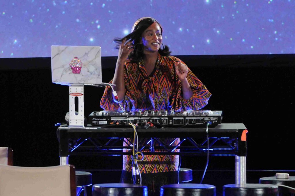 DJ Cuppy performing at a live music event